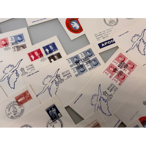 30 - Stamps a collection of GB and World stamps and a quantity of Greenland First Day Covers.

This lot i... 