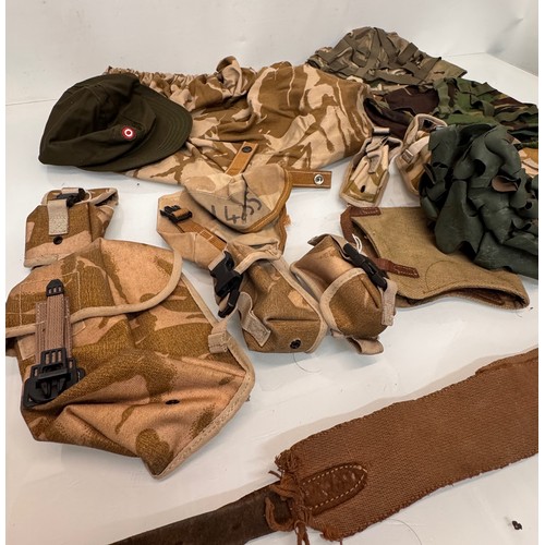 46 - Militaria, US army field equipment, includes various helmet covers and grenade and other pouches.

T... 