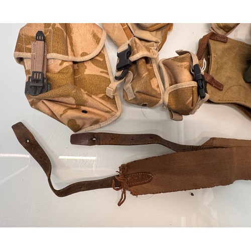 46 - Militaria, US army field equipment, includes various helmet covers and grenade and other pouches.

T... 