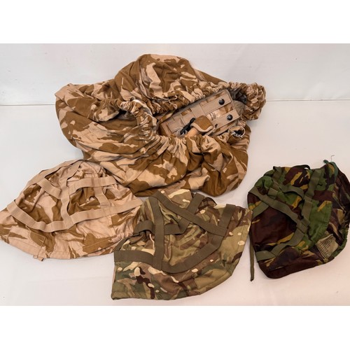 46 - Militaria, US army field equipment, includes various helmet covers and grenade and other pouches.

T... 