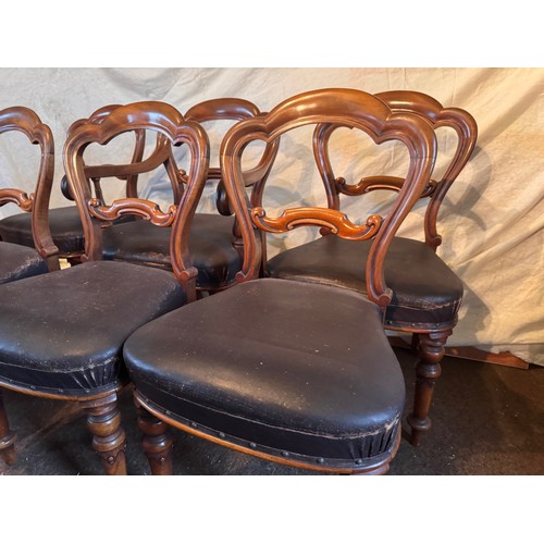 58 - Furniture, set of Victorian balloon back dining chairs with upholstered seats, 5 side chairs and a s... 