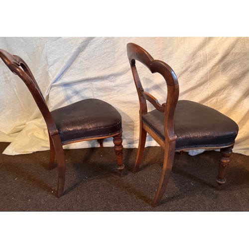 58 - Furniture, set of Victorian balloon back dining chairs with upholstered seats, 5 side chairs and a s... 