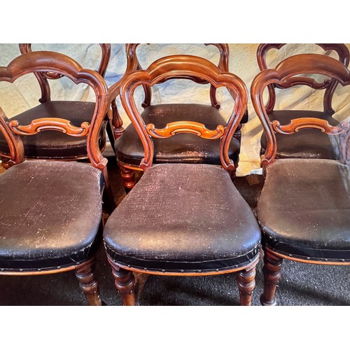 58 - Furniture, set of Victorian balloon back dining chairs with upholstered seats, 5 side chairs and a s... 