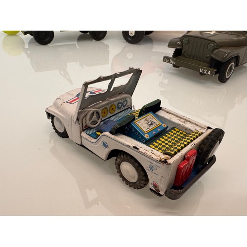 80 - Model military toys, Japanese tin plate and plastic classic Jeep .

This lot is available for in-hou... 