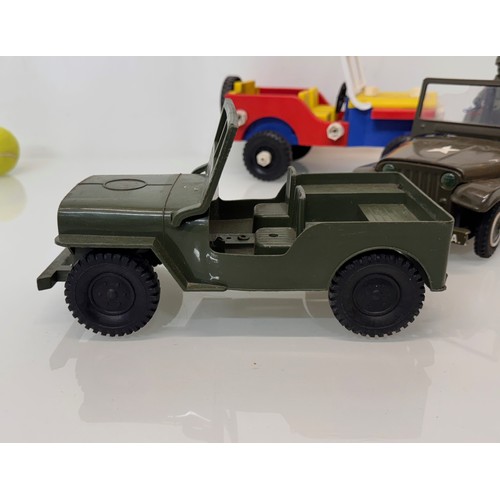 80 - Model military toys, Japanese tin plate and plastic classic Jeep .

This lot is available for in-hou... 