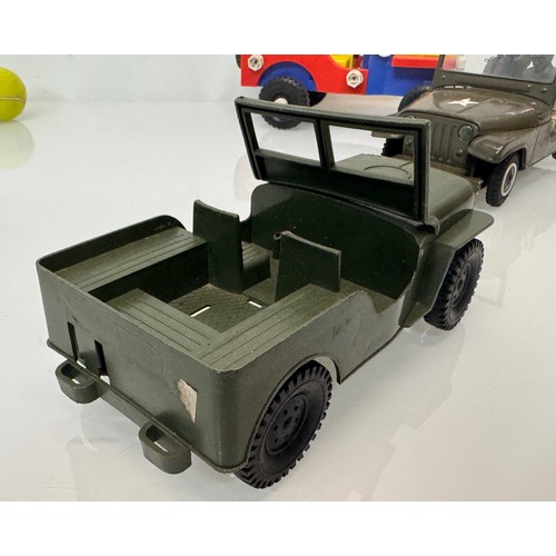 80 - Model military toys, Japanese tin plate and plastic classic Jeep .

This lot is available for in-hou... 