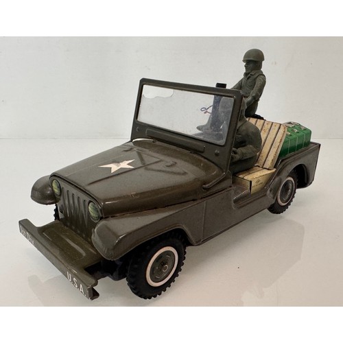 80 - Model military toys, Japanese tin plate and plastic classic Jeep .

This lot is available for in-hou... 