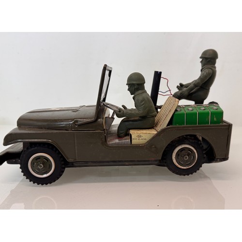 80 - Model military toys, Japanese tin plate and plastic classic Jeep .

This lot is available for in-hou... 