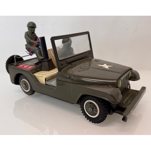 80 - Model military toys, Japanese tin plate and plastic classic Jeep .

This lot is available for in-hou... 