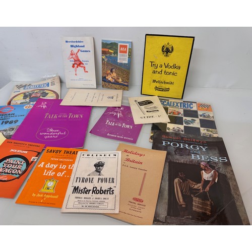 81 - Mixed lot of Ephemera, Scalectrix motor racing brochures, theatre programmes shop display cards etc.... 