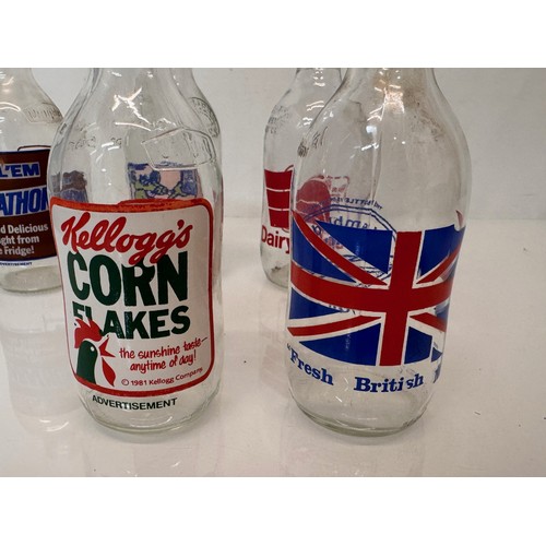 273 - Advertising wares, 1970’s glass milk bottles with a variety of advertising.

This lot is available f... 