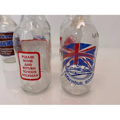 273 - Advertising wares, 1970’s glass milk bottles with a variety of advertising.

This lot is available f... 