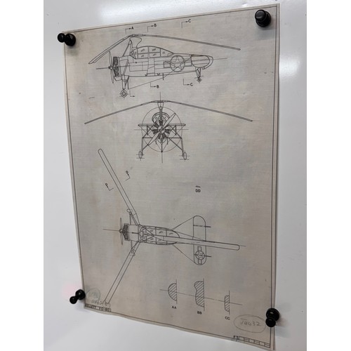 277 - Militaria, WWII aircraft plans on linen, 41 cm x 28.5 cm, Kellett YO-60.

This lot is available for ... 