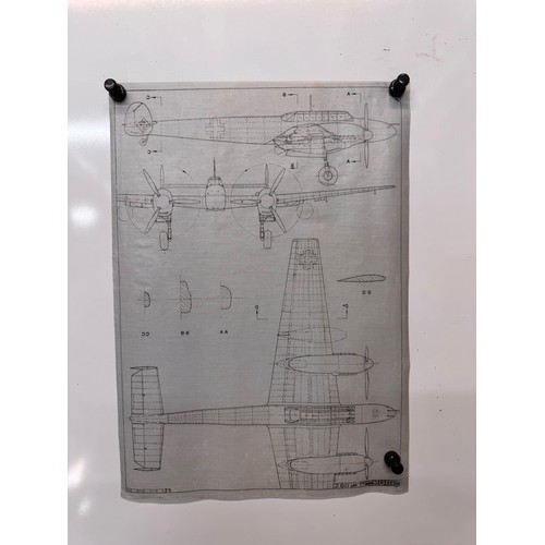 285 - Militaria, WWII aircraft plans on linen, 41 cm x 28.5 cm, Messerschmitt Me110 G, 2 plans.

This lot ... 