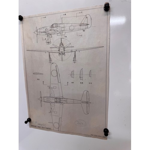 289 - Militaria, WWII aircraft plans on linen, 41 cm x 28.5 cm, Nakajima Army O2 Tony 2.

This lot is avai... 