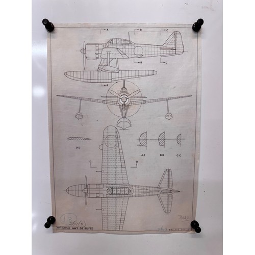 293 - Militaria, WWII aircraft plans on linen, 41 cm x 28.5 cm, Mitsubushi Navy O2 Rufe.

This lot is avai... 