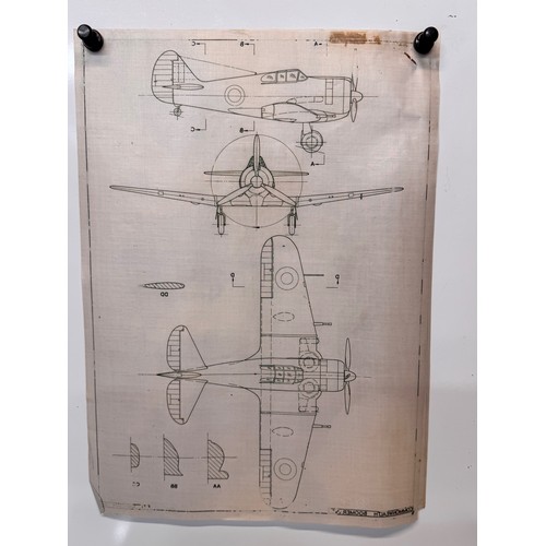 299 - Militaria, WWII aircraft plans on linen, 41 cm x 28.5 cm, Commonwealth Boomerang, 2 plans.

This lot... 