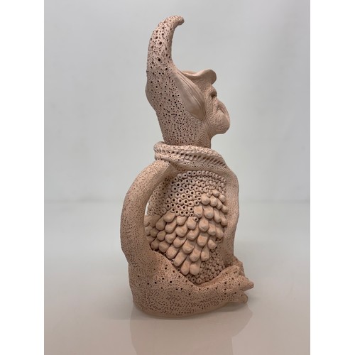 32 - English contemporary studio art pottery, a jug in the form of a 37 cm  tall Mythical Beast signed To... 