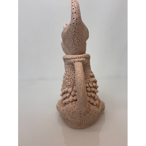 32 - English contemporary studio art pottery, a jug in the form of a 37 cm  tall Mythical Beast signed To... 