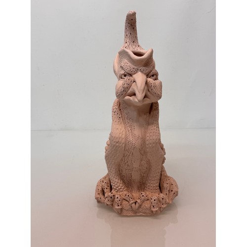 32 - English contemporary studio art pottery, a jug in the form of a 37 cm  tall Mythical Beast signed To... 