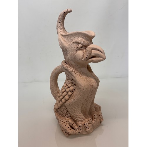 32 - English contemporary studio art pottery, a jug in the form of a 37 cm  tall Mythical Beast signed To... 