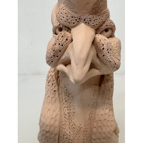32 - English contemporary studio art pottery, a jug in the form of a 37 cm  tall Mythical Beast signed To... 