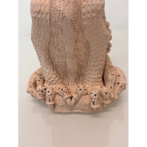 32 - English contemporary studio art pottery, a jug in the form of a 37 cm  tall Mythical Beast signed To... 
