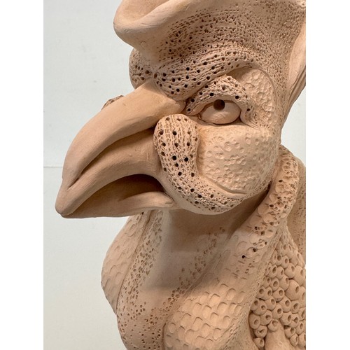 32 - English contemporary studio art pottery, a jug in the form of a 37 cm  tall Mythical Beast signed To... 