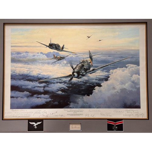 9 - Militaria, German Pilots WWII, Air Aces a framed limited edition print by Robert Taylor, Knights of ... 