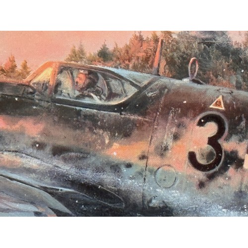 181 - Militaria, WWII German Luftwaffe, aircraft interest, a framed signed limited edition print Eagles at... 