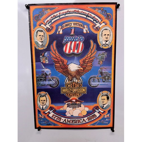 38 - American Bicentenary advertising poster for Harley Davidson motorcycles.

This lot is available for ... 