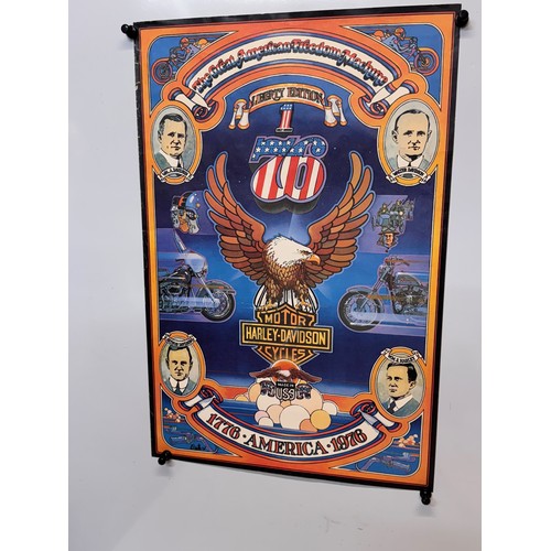 38 - American Bicentenary advertising poster for Harley Davidson motorcycles.

This lot is available for ... 