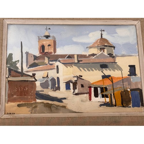 132 - Art, C20th paintings, a framed oil on canvas of a village scene, signed Aymar, 47 cm x 36 cm.

This ... 