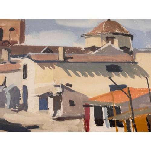 132 - Art, C20th paintings, a framed oil on canvas of a village scene, signed Aymar, 47 cm x 36 cm.

This ... 