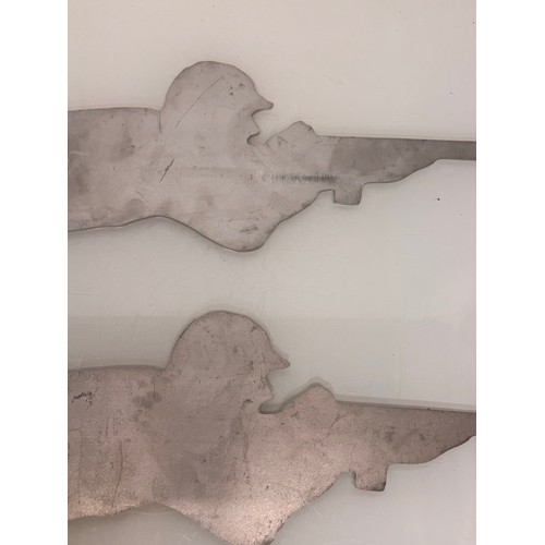 251 - Militaria, Pair of metal shooting range targets, 60 cm long.

This lot is available for in-house shi... 