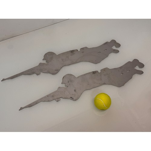 251 - Militaria, Pair of metal shooting range targets, 60 cm long.

This lot is available for in-house shi... 