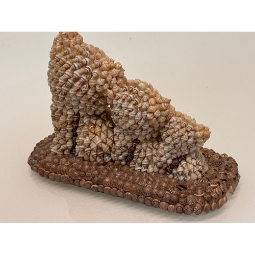 256 - Mid century kitsch shell decorated figurine of three kittens.

This lot is available for in-house sh... 