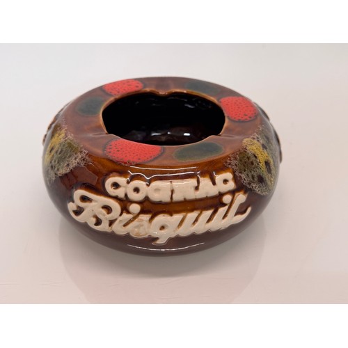 265 - Breweryana, a large mid-century Cognac Bisquit advertising ashtray by Ricard pottery. 18 cm diameter... 