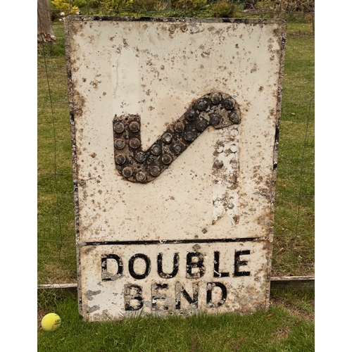 295 - Automobilia, road sign, garage man cave, an unusual enamelled cast aluminum and glass jewelled Doubl... 