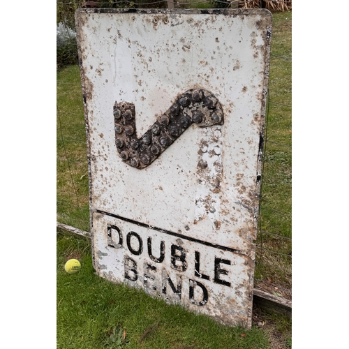 295 - Automobilia, road sign, garage man cave, an unusual enamelled cast aluminum and glass jewelled Doubl... 