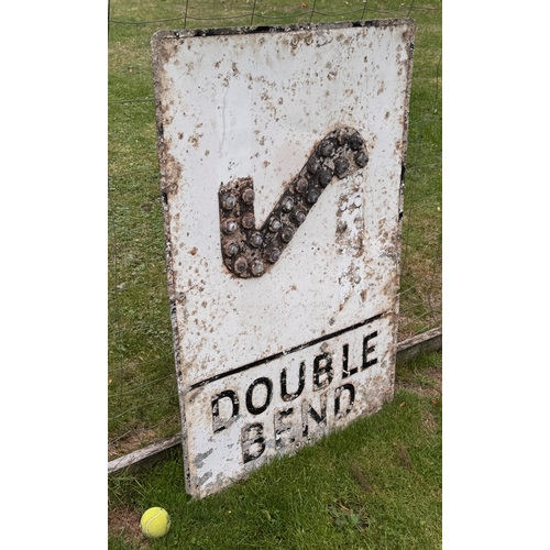 295 - Automobilia, road sign, garage man cave, an unusual enamelled cast aluminum and glass jewelled Doubl... 