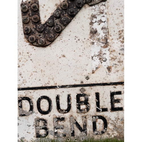 295 - Automobilia, road sign, garage man cave, an unusual enamelled cast aluminum and glass jewelled Doubl... 