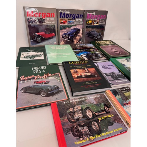 321 - Automobilia, books, a collection of books on Morgan motor cars, from the early three wheeler sports ... 
