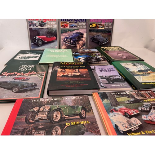 321 - Automobilia, books, a collection of books on Morgan motor cars, from the early three wheeler sports ... 