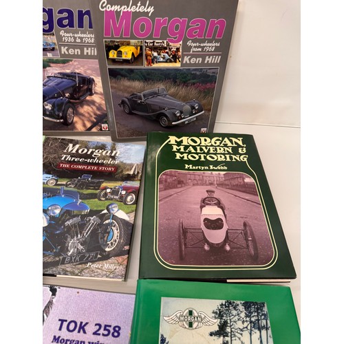 321 - Automobilia, books, a collection of books on Morgan motor cars, from the early three wheeler sports ... 