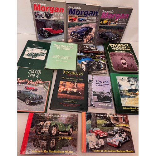 321 - Automobilia, books, a collection of books on Morgan motor cars, from the early three wheeler sports ... 