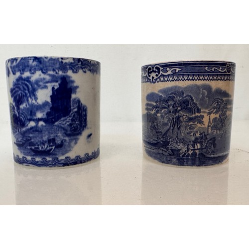 338 - English stoneware pottery, two decorated pots one marked for G Jones decorated with english country ... 