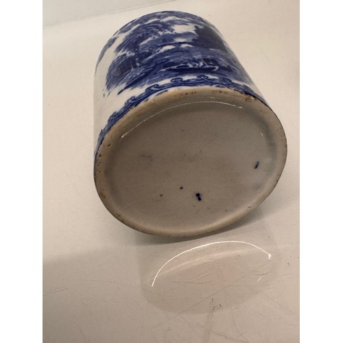 338 - English stoneware pottery, two decorated pots one marked for G Jones decorated with english country ... 