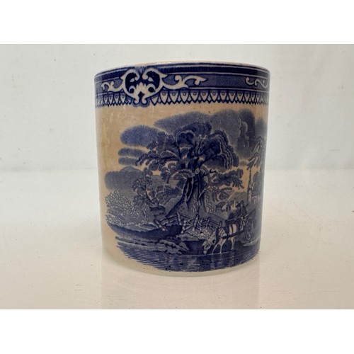 338 - English stoneware pottery, two decorated pots one marked for G Jones decorated with english country ... 