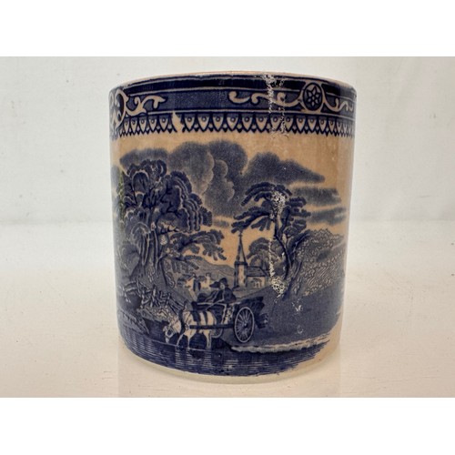 338 - English stoneware pottery, two decorated pots one marked for G Jones decorated with english country ... 